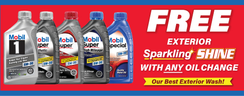 Free Exterior Sparkling Shine Car Wash with Any Oil Change at Mobil 1 Lube Express at Sparkling Image Car Wash